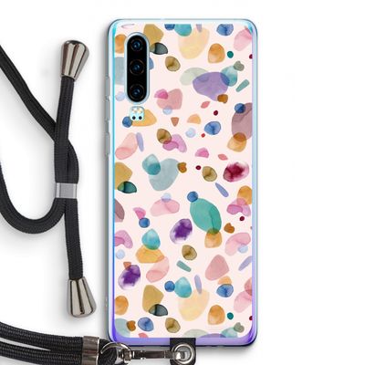 Terrazzo Memphis Pink: Huawei P30 Transparant Hoesje met koord