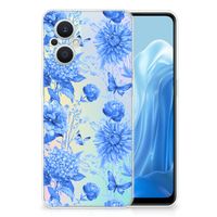 TPU Case voor OPPO Reno8 Lite Flowers Blue - thumbnail