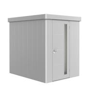 Metalen berging Neo - Enkele deur - Zilver - 2A (180 x 236 cm)- Plat dak- Metaal- Biohort