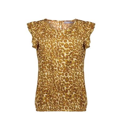 Geisha gebreide top met all over print geel