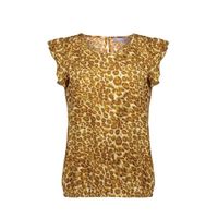 Geisha gebreide top met all over print geel - thumbnail