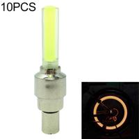 10 stuks LED fietsverlichting wiel Tire Valve Caps fiets accessoires fietsen lantaarn spaken lamp (geel)