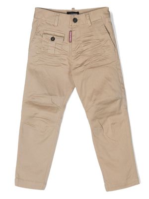 DSQUARED2 KIDS pantalon chino à patch logo - Tons neutres