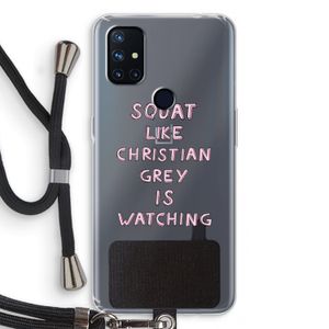 Christian Grey: OnePlus Nord N10 5G Transparant Hoesje met koord