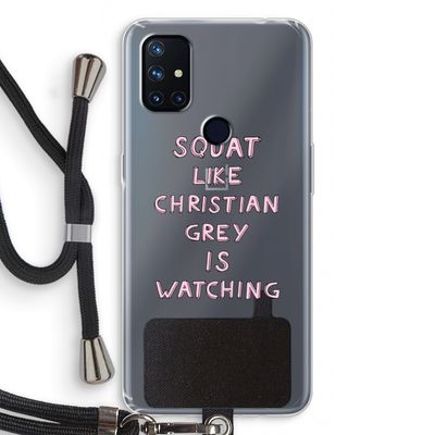 Christian Grey: OnePlus Nord N10 5G Transparant Hoesje met koord