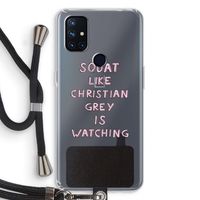 Christian Grey: OnePlus Nord N10 5G Transparant Hoesje met koord