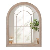 Farmhouse Raamkozijnspiegel Gebogen Wandspiegel met Metalen Frame 88 x 69,5 cm