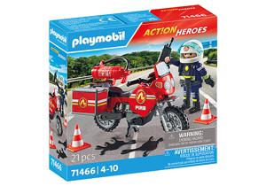 Playmobil Act!on Heros Brandweermotorfiets op de plaats van het ongeval 71466
