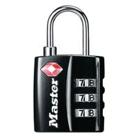 Hangslot Masterlock 3-cijfer combinatie TSA zwart 30mm - thumbnail