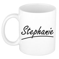 Stephanie voornaam kado beker / mok sierlijke letters - gepersonaliseerde mok met naam - Naam mokken