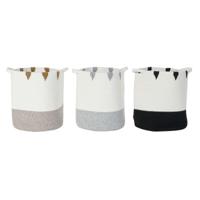 Mandenset DKD Home Decor Wit Zwart Grijs Mosterd (3 Stuks)