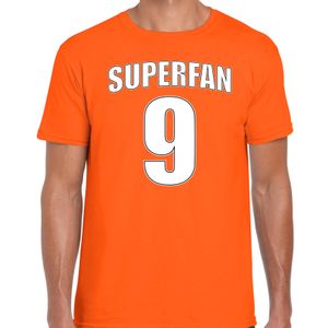 Superfan nummer 9 oranje t-shirt Holland / Nederland supporter EK/ WK voor heren 2XL  -