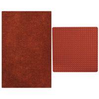 MSV Douche anti-slip mat en droogloop mat - Napoli badkamer set - rubber/polyester - terracotta - Badmatjes - thumbnail