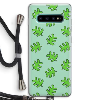 Groene blaadjes: Samsung Galaxy S10 Plus Transparant Hoesje met koord