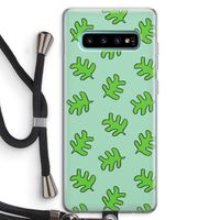 Groene blaadjes: Samsung Galaxy S10 Plus Transparant Hoesje met koord