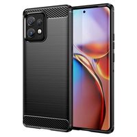 Motorola Edge 40 Pro/Edge+ (2023) Geborsteld TPU Hoesje - Koolstofvezel - Zwart - thumbnail