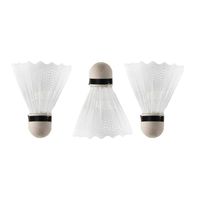 Kids Fun Badminton shuttles - set van 3x - met veertjes - wit - 9 x 6 cm   - - thumbnail