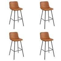 Bronx71 Industriële barkruk Mikky cognac leer 68 - 79 cm - Barkrukken