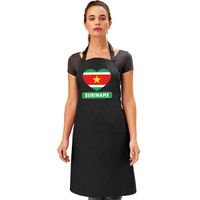 Surinaamse vlag in hart keukenschort/ barbecueschort zwart heren en dames   -