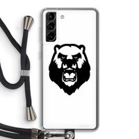 Angry Bear (white): Samsung Galaxy S21 Plus Transparant Hoesje met koord