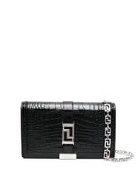 Versace mini sac Greca Goddess à effet crocodile - Noir