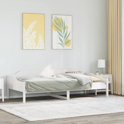 Bedframe zonder matras massief grenenhout wit 90x200 cm