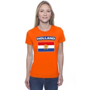 T-shirt met Hollandse vlag oranje dames