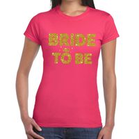 Bride to Be glitter tekst t-shirt roze dames - thumbnail