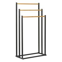 Bathroom Solutions Handdoekrek 45x23x85 cm Metaal/Bamboe/Zwart