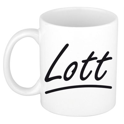Naam cadeau mok / beker Lott met sierlijke letters 300 ml