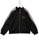 Versace Kids veste bomber en satin à logo imprimé - Noir - thumbnail