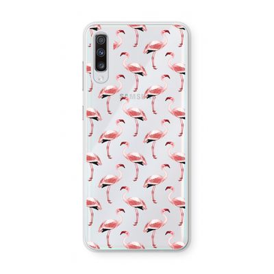 Flamingoprint groen: Samsung Galaxy A70 Transparant Hoesje