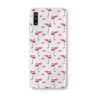 Flamingoprint groen: Samsung Galaxy A70 Transparant Hoesje