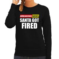 Foute humor Kersttrui breaking news fired Kerst sweater zwart voor dames - thumbnail