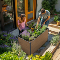 Plantenbak staal houtlook 150 x 75 x 77 cm