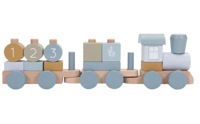 Tiamo Little dutch trein blauw met 2 wagons