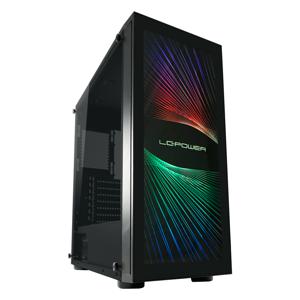 LC Power Gaming 800B Midi-tower Gaming-behuizing Zwart Geïntegreerde verlichting, Zijvenster, Stoffilter