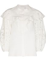 Chloé blouse volantée à broderie anglaise - Blanc - thumbnail