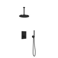 Hotbath Cobber Inbouw Regendoucheset Thermostaatkraan Met 2 Pushbuttons Vierkant, Plafondbuis 30cm, Hoofddouche 30cm En Staafhanddouche Mat Zwart