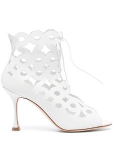 Manolo Blahnik bottines Taralo 90 mm à découpes - Blanc