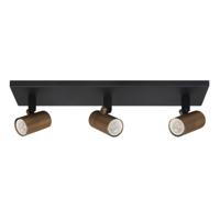 Highlight OpbouwspotPiccolo zwart met messing 3-lichts recht - S7443.38