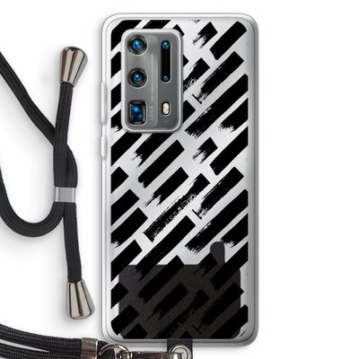 Zwarte vegen: Huawei P40 Pro Plus Transparant Hoesje met koord
