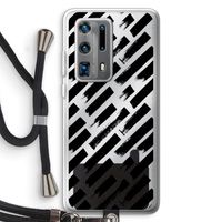 Zwarte vegen: Huawei P40 Pro Plus Transparant Hoesje met koord