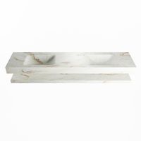 MONDIAZ ALAN-DLUX 200cm planchet Frappe. Vrijhangende wastafel CLOUD dubbel zonder kraangat, kleur Frappe.