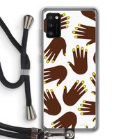 Hands dark: Samsung Galaxy A41 Transparant Hoesje met koord
