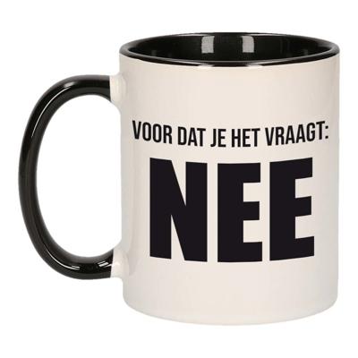 Voordat je het vraagt NEE collega koffiemok / theebeker - 300 ml - wit/zwart