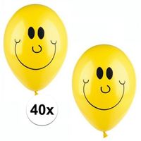 Gele smiley ballonnen 40 stuks   -