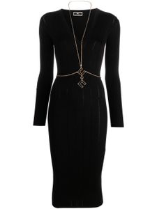 Elisabetta Franchi robe mi-longue à design superposé - Noir