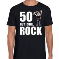 Verjaardag cadeau t-shirt Abraham 50 but I still rock zwart voor heren - thumbnail