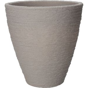 Pro Garden Plantenpot/bloempot Ribbed - Tuin - stevig kunststof - zandkleur - D40 x H42 cm   -